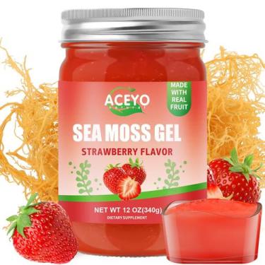 Imagem de (350 mL) Gel de musgo marinho irlandês com sabor de morango vegano cru