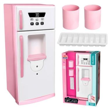 Imagem de Mini Geladeira Rosa Realista New Le Chef Para Cozinha Faz De Conta Por