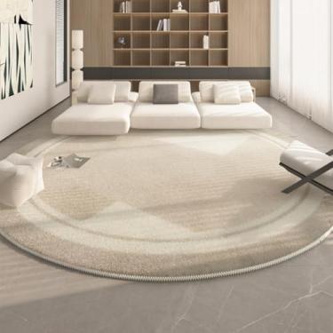 Imagem de Tapete redondo macio e fofo para decoração de sala de estar, carpete grosso e lavável, creme (160x160 cm/C)
