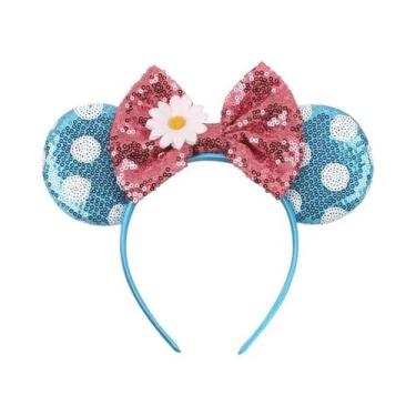 Imagem de Tiara De Orelhas De Rato Com Lantejoulas E Laço Para Meninas Com Pérol