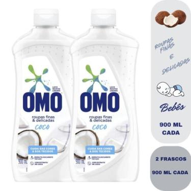 Imagem de Kit 2 Lava Roupas Omo Roupas Finas e Delicadas - Sabão Líquido Coco 90