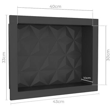 Imagem de Nicho Mármore Sintético Texturizado 40X30cm Mulit Triangular Preto - P89987 - COZIMAX