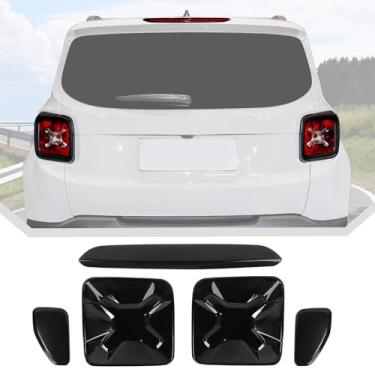 Imagem de JeCar Capa de luz traseira defumada e proteção de guarnição da terceira capa de luz de freio para Jeep Renegade 2016-2025