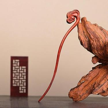 Imagem de Palitos de cabelo de madeira presilhas de cabelo de sândalo vermelho clipes de coelho estilo vintage acessórios para mulheres coque