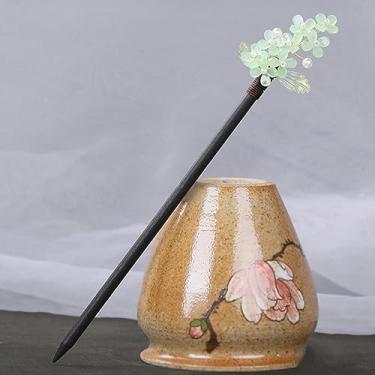 Imagem de Grampo de cabelo feminino vintage de madeira preta Sakura flor grampo de cabelo fantasia acessórios de cabelo chineses grampos de cabelo