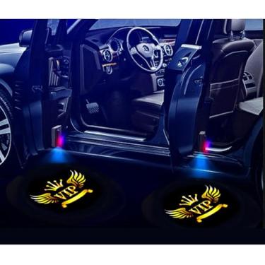Imagem de Projetor de luz de porta de carro, luzes de LED universais de boas-vindas para carros/SUVs/caminhões, luzes de entrada de fácil instalação, acessórios duráveis para portas automotivas (VIP)