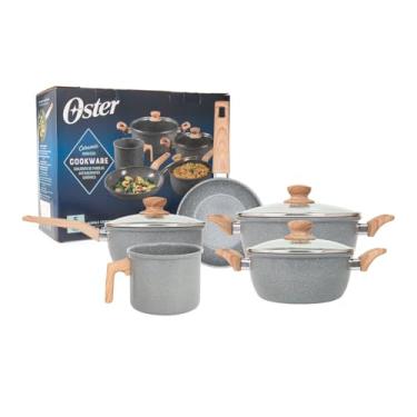 Imagem de OSTER JOGO DE PANELAS E LEITEIRA MARBLE EDITION DARK GREY – 5 PEÇAS COM REVESTIMENTO CERÂMICO ANTIADERENTE, ALÇAS EM SILICONE ANTITÉRMICO E BASE COMPATÍVEL COM INDUÇÃO