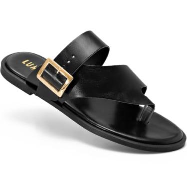 Imagem de Sandália Rasteira Feminina Lumiss Chinelo Confortável Fivela Bico Redondo preto34