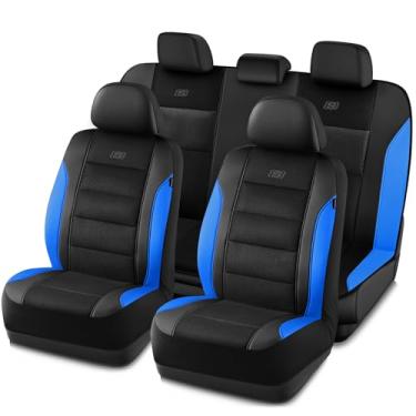 Imagem de Skechers Capas de assento resfriadas a ar e de espuma de memória, couro premium com capas de assento de carro de malha EVA, conjuntos completos de capa de assento, conforto automotivo compatível com