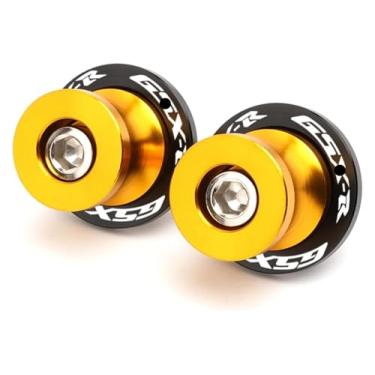 Imagem de BYYINGSUS 1 par de parafusos de bobinas deslizantes parafusos de suporte CNC M8 acessórios de motocicleta compatíveis com S&uzuki GSXR 125/150/600/750/1000 GSX-R (dourado)