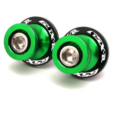 Imagem de BYYINGSUS 1 par de parafusos de bobinas deslizantes parafusos de suporte CNC M8 acessórios de motocicleta compatíveis com S&uzuki GSXR 125/150/600/750/1000 GSX-R (verde)