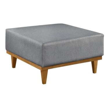 Imagem de Puff Dubai Retangular Centro Corino Luxo Decor, para Sala de Estar - Lar Estilo (Cinza)