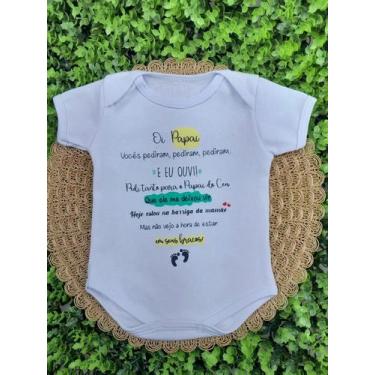 Imagem de Body Infantil Manga Curta Para Bebê Branco Temático Frases Moda Verão 