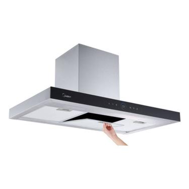 Imagem de Coifa De Parede 90cm Inox Preto Smart Pro Touch 127v - Midea Prateado