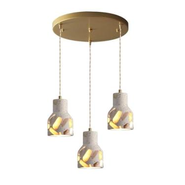 Imagem de Lustre de Terrazzo Branco Sala de Jantar Luminária Pendente Abajur de Terrazzo Luminária Pendente Vintage Nórdica para Cozinha Ilha Sala de Estar Quarto Cabeceira Corredor Luminária de Teto