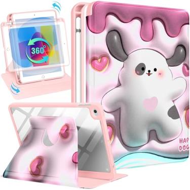 Imagem de Uppuppy Capa para Apple iPad mini 4/5, para iPad mini 4ª/5ª geração, capa fólio fofa com suporte para lápis, meninas, mulheres, cachorro, feminino, suporte giratório estético para iPad mini de 7,9