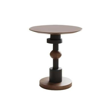 Imagem de Mesa de centro de design simples vintage de madeira de nogueira mesa de centro pequena de madeira maciça, mesa de canto retrô, mesa de destaque para sofá, decoração de sala de estar mesa lateral