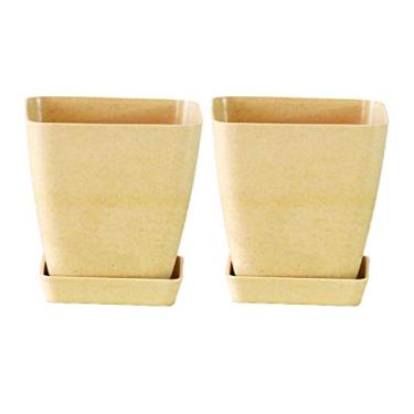 Imagem de P9IDEDFH 2 conjuntos de vasos quadrados de plástico pequeno vaso de flores para escritório em casa mesa jardim loja de flores Drecoration (vermelho) (cor: vermelho) (branco)