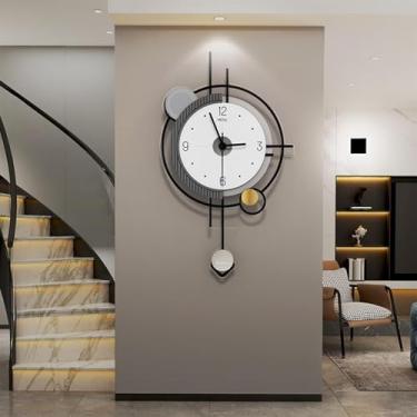 Imagem de CUTPOIY Relógio de parede silencioso de metal para sala de estar, escritório, quarto, grande pêndulo moderno, decoração vintage, relógio redondo para relógios de parede de jardim