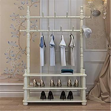Imagem de Cabide para chapéus, prateleira, cabide de chão, cabide doméstico, quarto, cabideiro, moderno, minimalista, cabide para sala de estar (cor: branco1, tamanho: 177 x 29,5 x 80 cm) (branco 2 177 x 29,5 x