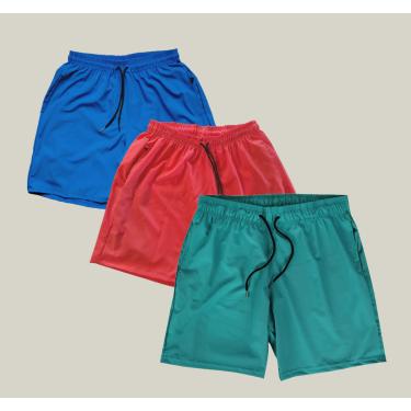 Imagem de Kit 3 Shorts Praia Masculino Elastano WSS Azul Rosa e Verde