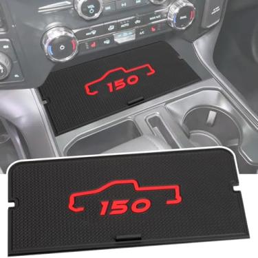 Imagem de MODELAUTO Capa do compartimento do console central compatível com acessórios Ford F150 2021-2024 2025/Lightning XLT 2022-2024 Painel oculto interior tampa de bolso secreto orifício USB aberto na