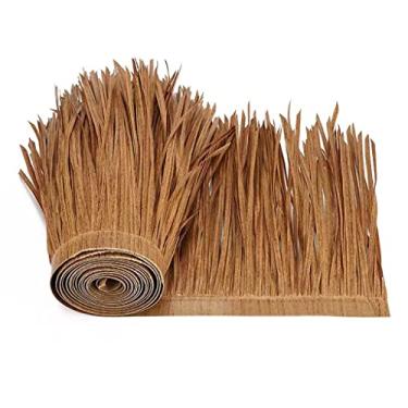 Imagem de Rolo de palha de palmeira telha de palha artificial mexicana corredor de palha, então tenha 10 anos de vida, telhado de palha para decoração de parede Tiki Bar jardim pátio gazebos (amarelo c, 0,5 x 1