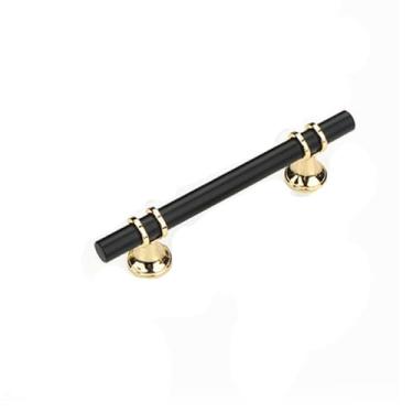 Imagem de Maçanetas pretas sólidas para móveis com parafusos extratores de armário caixa de sapatos (ouro preto 96 mm orifício)