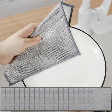 Imagem de Pano de prato de malha prateada toalhas de cozinha para lavar louça e limpeza, panos de lavagem super absorventes, panos de prato reutilizáveis para bancadas de cozinha e superfícies