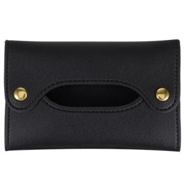 Imagem de Mabor Porta-lenços de bolso, porta-lenços para bolsa, toalha de papel de bolso, bolsa de viagem reutilizável de couro PU macio bolsa de papel para toalhas de rosto, preto