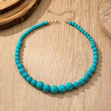 Imagem de Colar de contas turquesa ocidental para mulheres, gargantilha verde em camadas, joias vintage, acessórios de vestido de concerto, joias de outono, moda feminina, Medium, Latão, Sem pedra preciosa