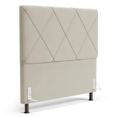 Imagem de Cabeceira Cama Box Casal King Size Mel 195cm Com Frame Veludo Bege - Desk Design