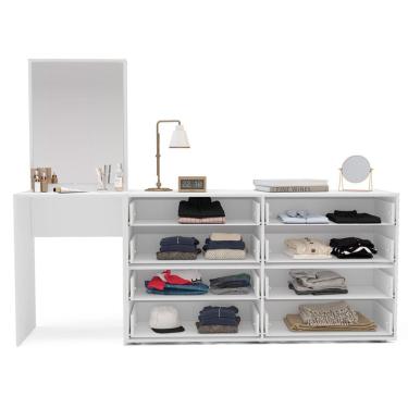 Imagem de Cômoda com Espelho Porto 8 Gavetas Branca e Azul