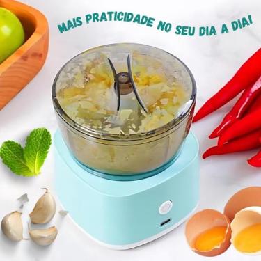 Imagem de Mini Processador 3 Laminas Elétrico Alho S/fio Alimentos Usb 250ml - C
