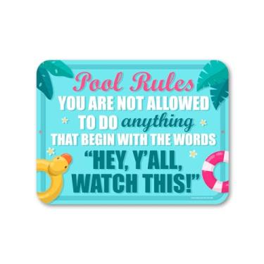 Imagem de Honey Dew Gifts Placa de regra de piscina, alumínio, 23 cm x 30 cm, decoração de piscina engraçada