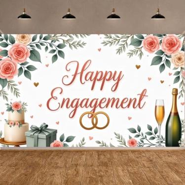 Imagem de Faixa de noivado romântica floral de noivado faixa de casamento anéis de ouro decoração de evento para celebração ao ar livre decoração de festa