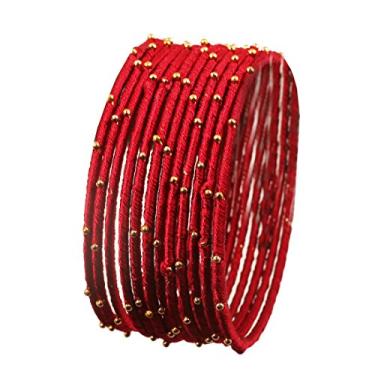 Imagem de Touchstone Nova coleção de pingentes de seda indiana Bollywood feita à mão, visual exótico com contas douradas, conjunto de 12 pulseiras para mulheres.