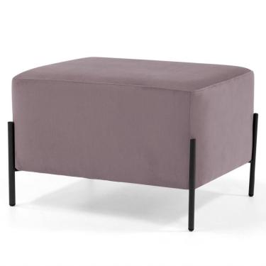 Imagem de Puff Decorativo 60cm Base Aço Status C-305 Veludo Rosê - Domi
