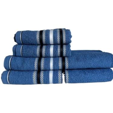 Imagem de Toalha de Banho Gigante, Kit 10 Toalha de Rosto 40x70cm Algodão Felpuda e Bordada Premium Lavabo(Kit 10 Rosto Marinho)