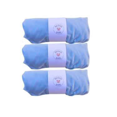 Imagem de Kit 3 Pç Lençol Avulso Malha Liso com Elástico Berço Americano Malha Hipoalergenico 160x98x12cm