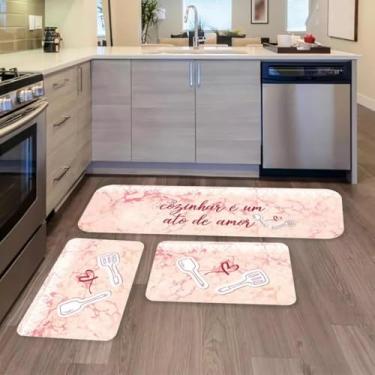 Imagem de Passadeira Cozinha，Tapete Antiderrapante Cozinha，Kit De 3 Tapetes para Melancias Sementes，Vida Criativa(09)