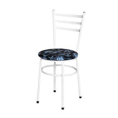 Imagem de Cadeira Epoxi Branca Para Cozinha Assento Estampado - Laumar, Floral P