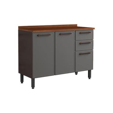 Imagem de Gabinete De Cozinha Modulado Balcão Estilo Portas E Gavetasc/tampo Cinza/grafiteBertolini