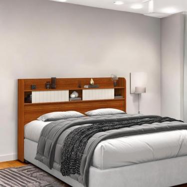 Imagem de Cabeceira Com Prateleiras Nyce Casal Cinamomo E Off