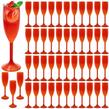 Imagem de 48 peças, taças de champanhe, taças de champanhe de plástico de 153 g, taças de vinho, taças de plástico para festas, copos de bar de mimosa, copos de bebida com haste para celebração de casamento