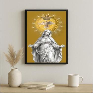 Imagem de Quadro Nsa Senhora e o Divino Espirito Santo - Ouro 24x18cm Cor:Moldur