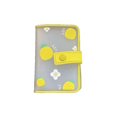 Imagem de Tangseajiao 1 porta-cartão amarelo de PVC com desenho animado, porta-negócios, bolso para cartão de identificação, 20 compartimentos para carteira, organizador de cartões