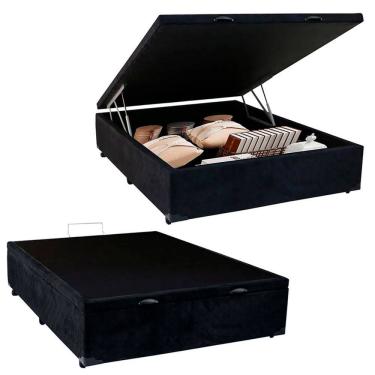 Imagem de Cama Box Baú Viúva SerenePrime Suede Preto 44x128x188