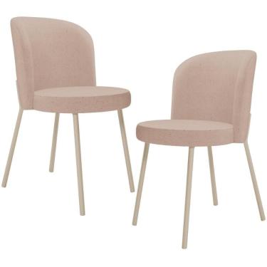 Imagem de Kit 02 Cadeiras Para Sala De Jantar Cozinha Estofada Gavi Arena L02 Linho Rosê - Lyam Decor