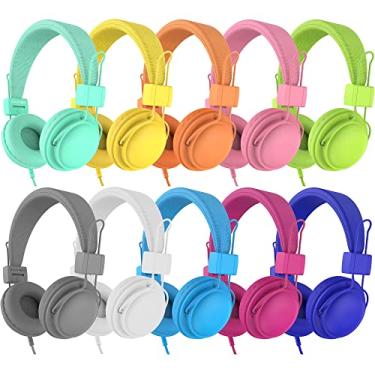 Imagem de AILIHEN Fones de Ouvido Infantis Em Massa, 10 para Sala de Aula Escolar K-12, Fones de Ouvido com Fio Na Orelha com Microfone e Volume de 85Db Limitado e Compartilhamento, Conector de 3,5 Mm para Chro